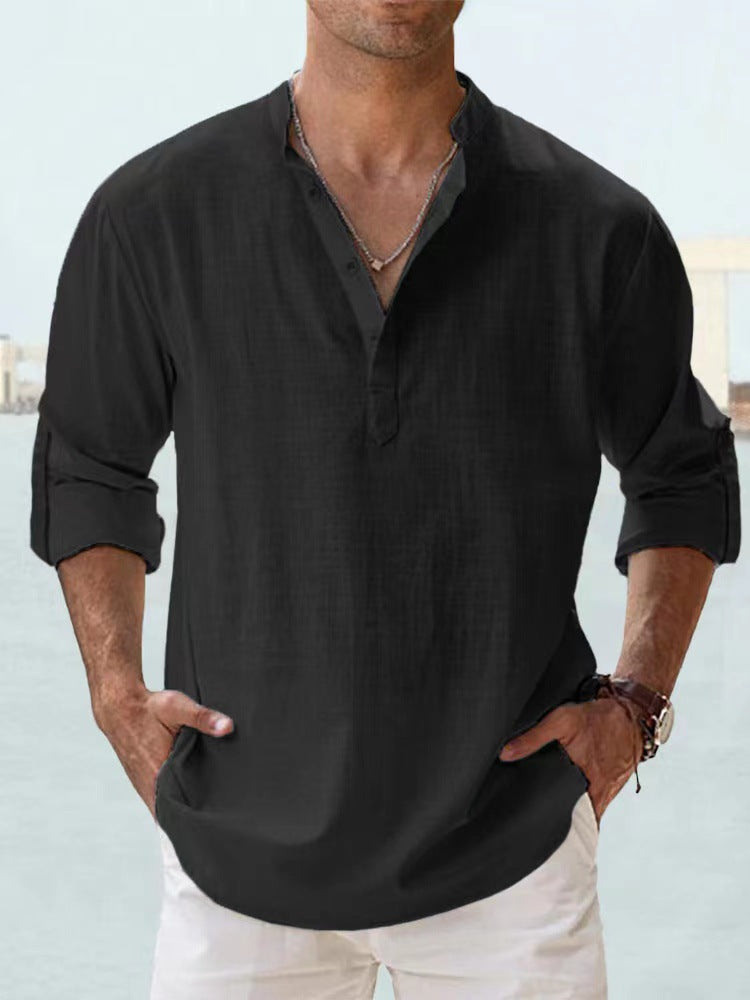 Men's half-sleeve shirt with Henley neckline and casual fit Lisslune