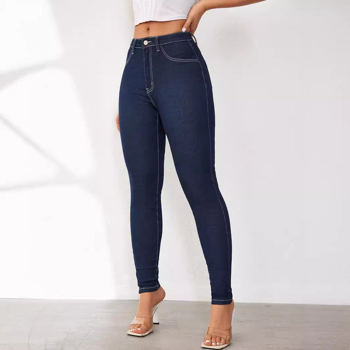Women's Slim Fit Jeans with High Waist and Innovative Seam Design Lisslune