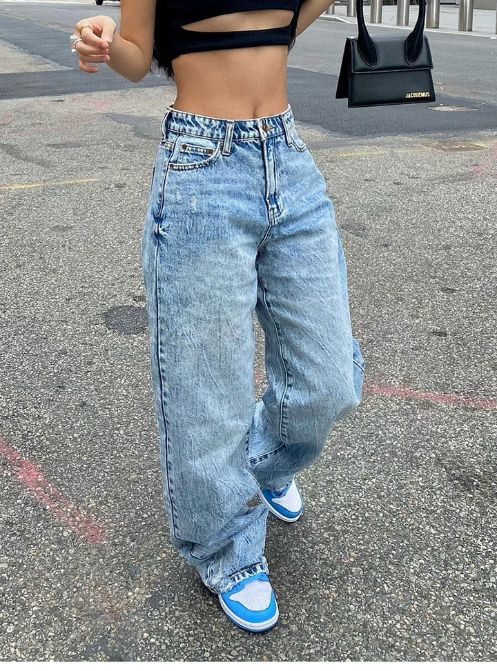 Damen weite Cargo-Jeans mit einzigartigen Taschen und lässigem Schnitt Lisslune