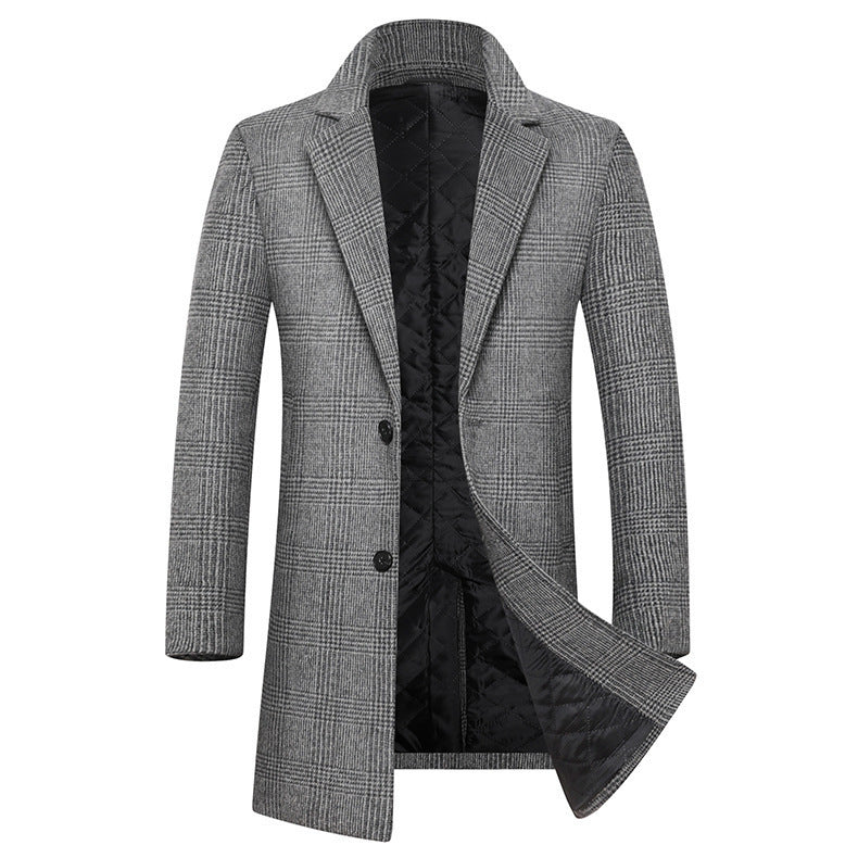 Men's elegant classic check coat with double-breasted buttons Lisslune