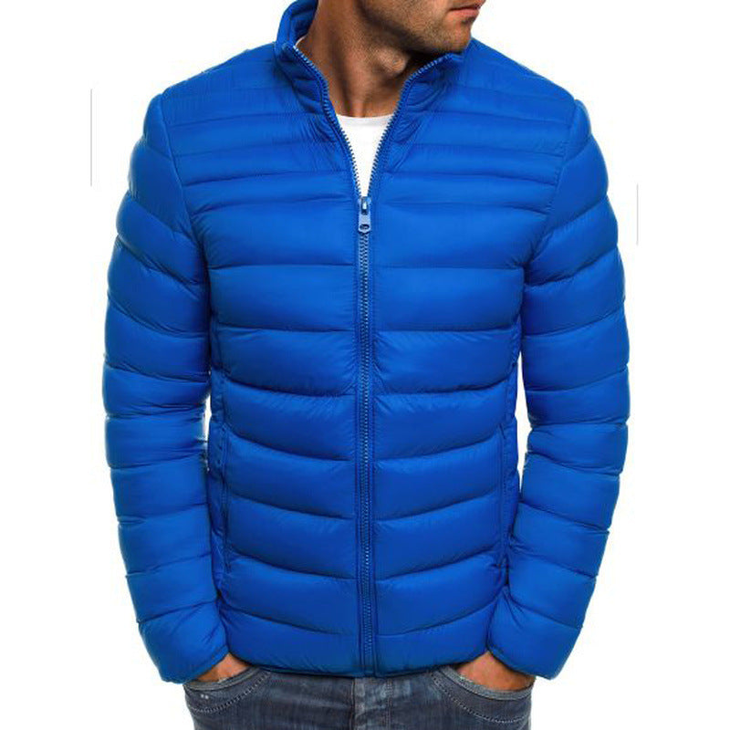 Men's fashionable quilted jacket with high collar and side zip pockets Lisslune