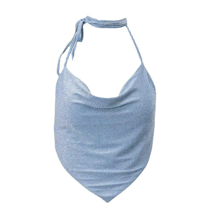 Women's Shimmering Halter Top with Cut-Out Details