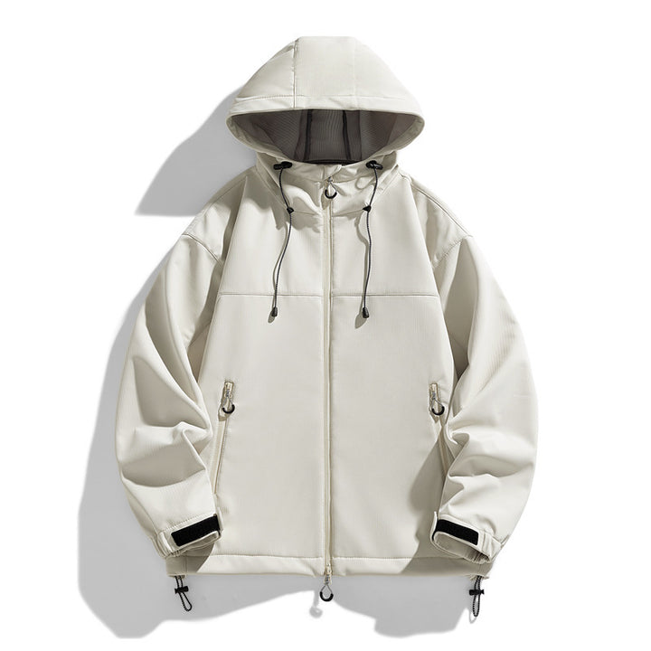 Men's Technical Transitional Jacket with Adjustable Hood Collar and Practical Zip Pockets Lisslune