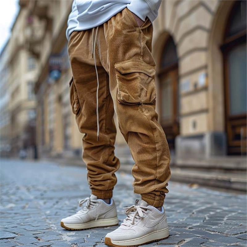 Men's cargo pants with functional pockets and elastic waistband Lisslune