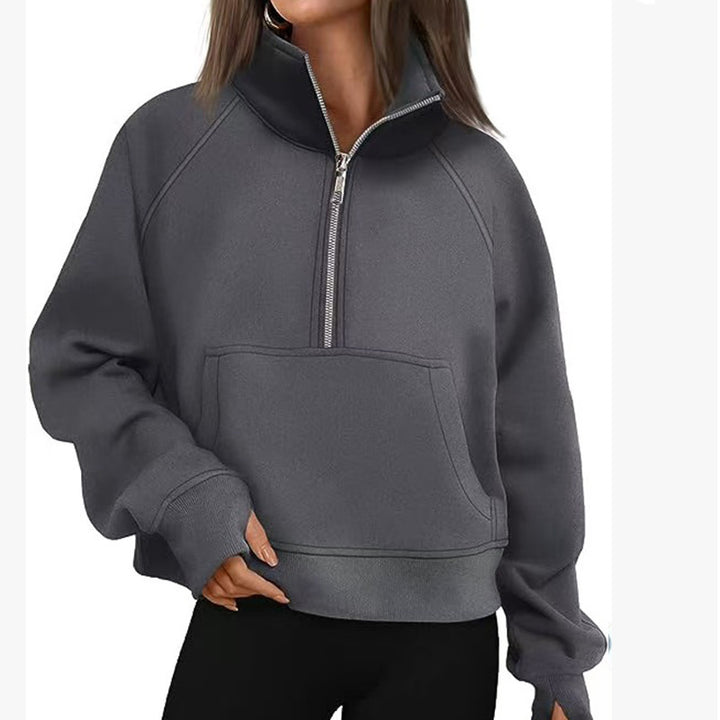 Women's Sporty Hoodie with High Collar Lisslune