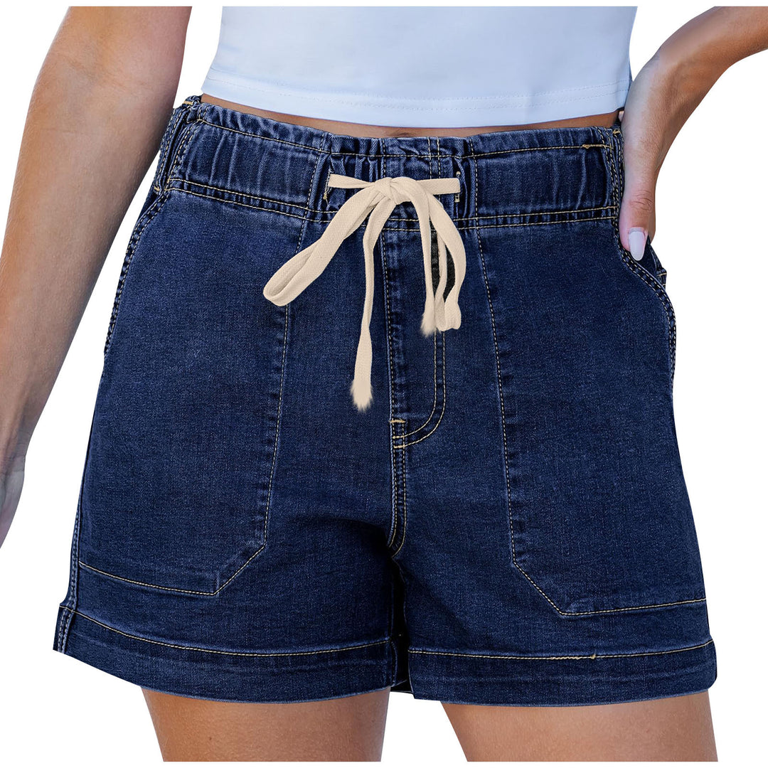 Women comfortable denim shorts with elastic waistband and practical pockets Lisslune