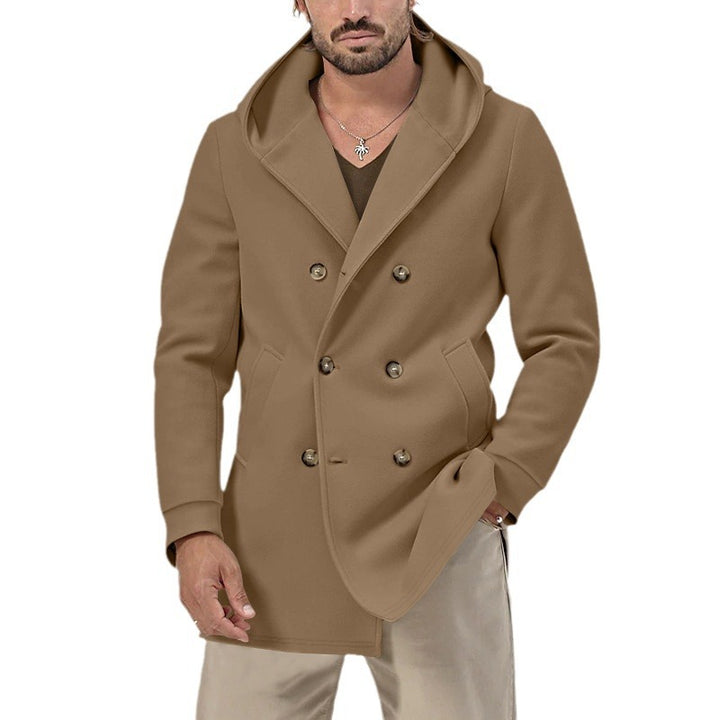 Men's elegant double-breasted coat with hood and practical pockets Lisslune