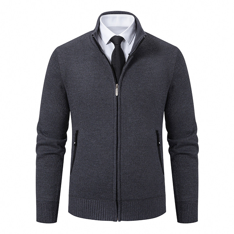 Men's cardigan with high collar and modern zip pockets Lisslune
