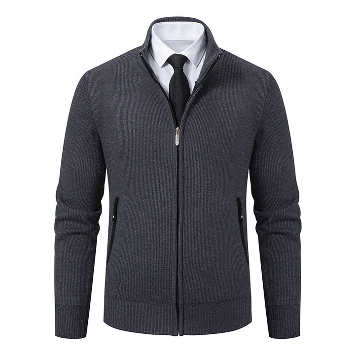 Men's cardigan with high collar and modern zip pockets Lisslune