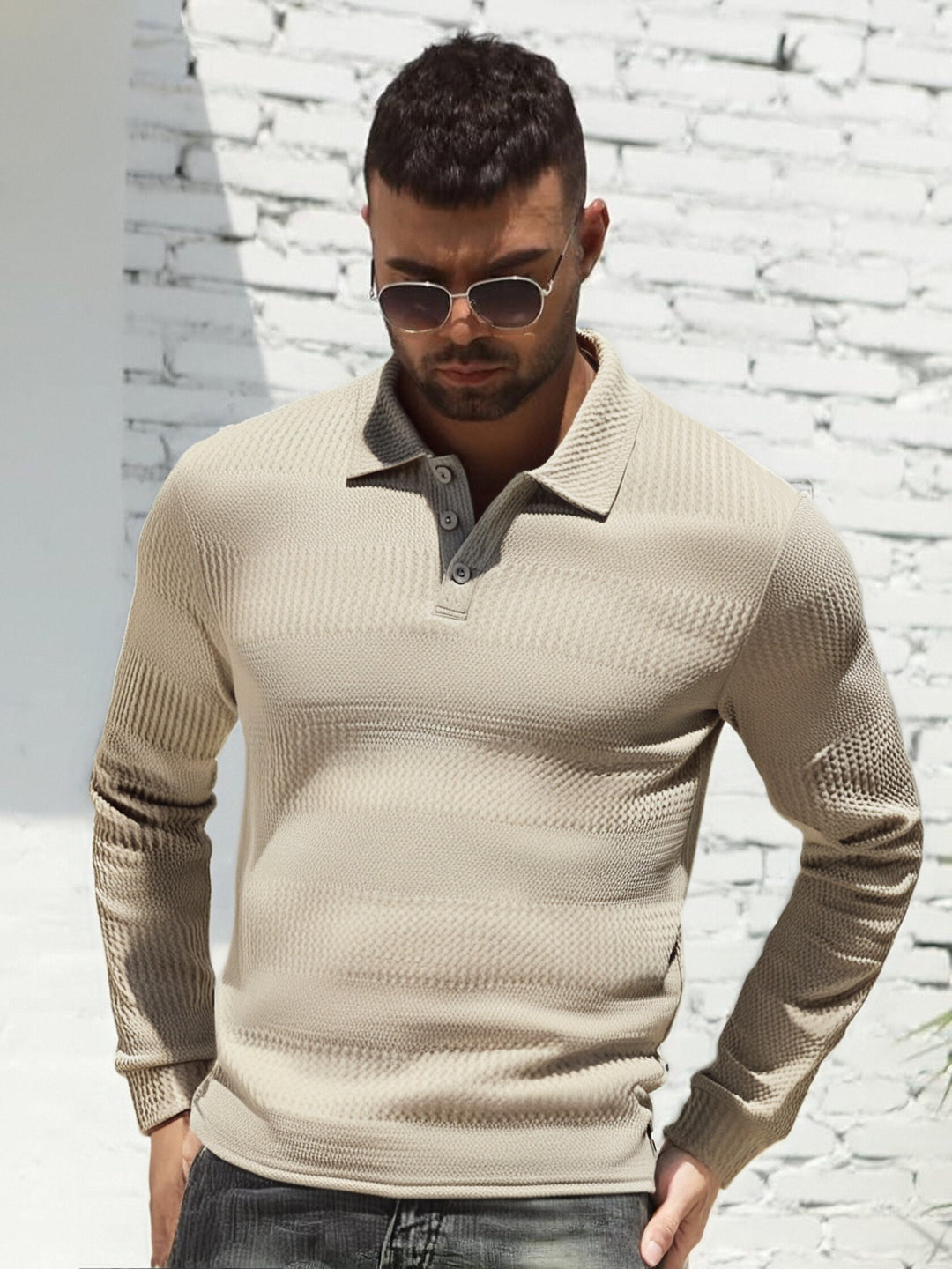 Men's Long Sleeve Polo Shirt Lisslune