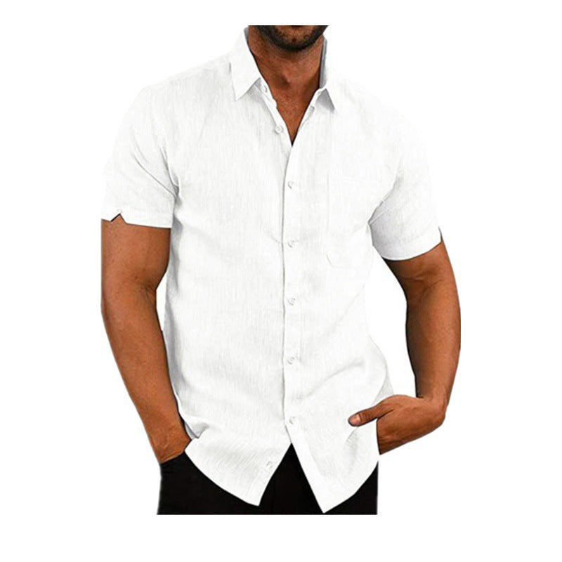 Men's short-sleeve shirt with textured fabric and fashionable cut Lisslune