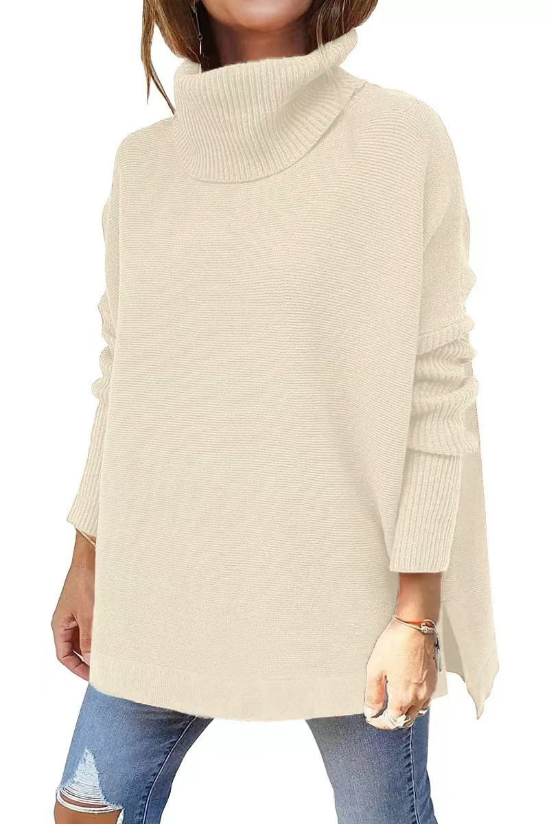 Damen Oversize Rollkragenpullover mit Strukturiertem Strickdesign Lisslune
