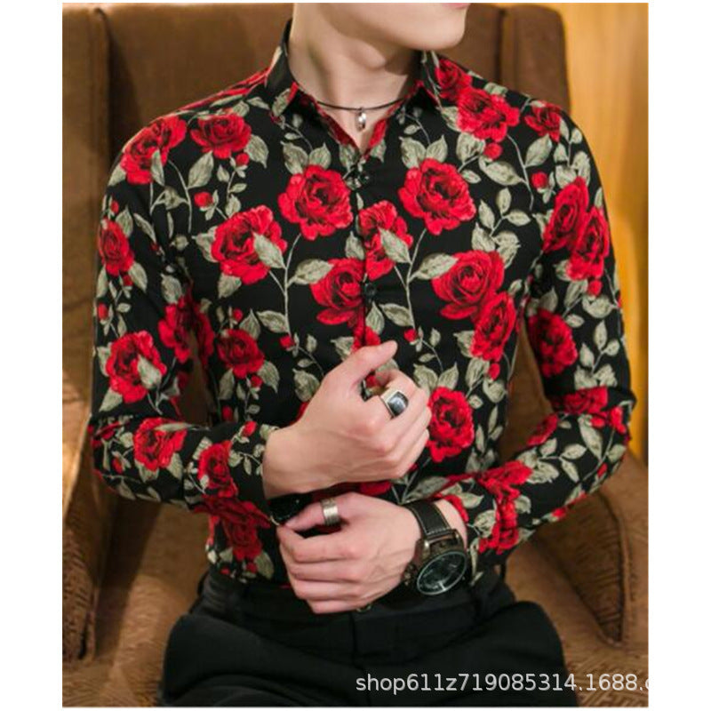 Men's long-sleeve shirt with floral print and elegant cut Lisslune