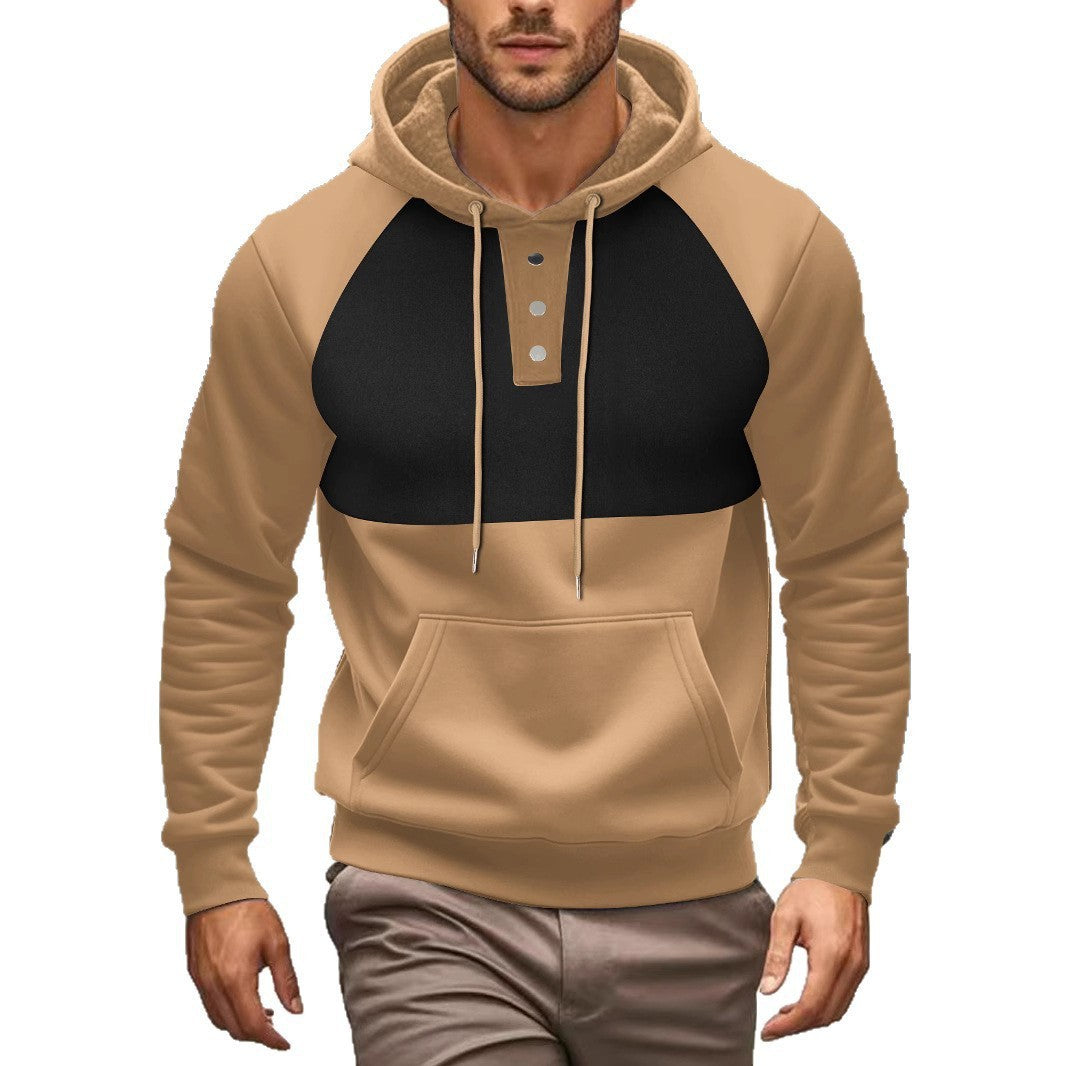 Men's hoodie with button placket and contrast details Lisslune