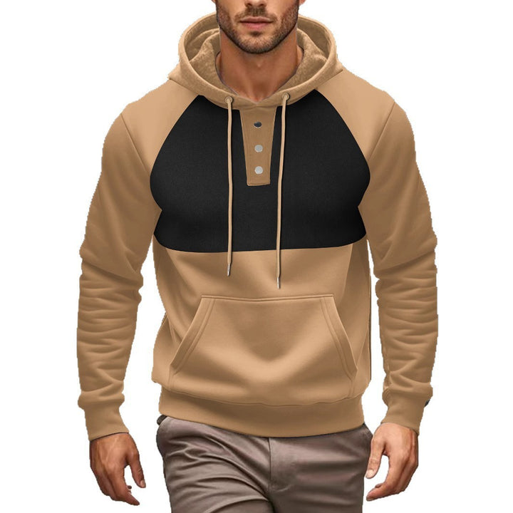 Men's hoodie with button placket and contrast details Lisslune