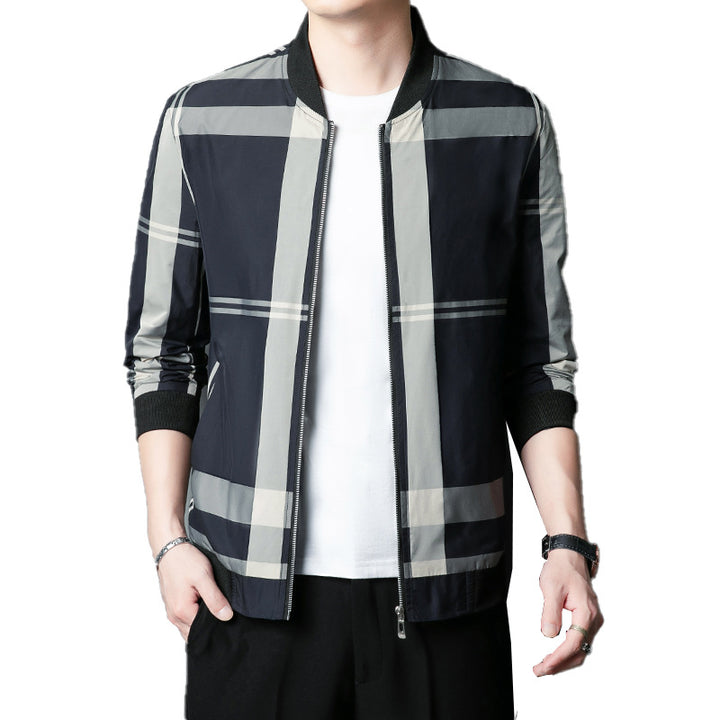 Men's stylish bomber jacket with check pattern and elastic cuffs Lisslune