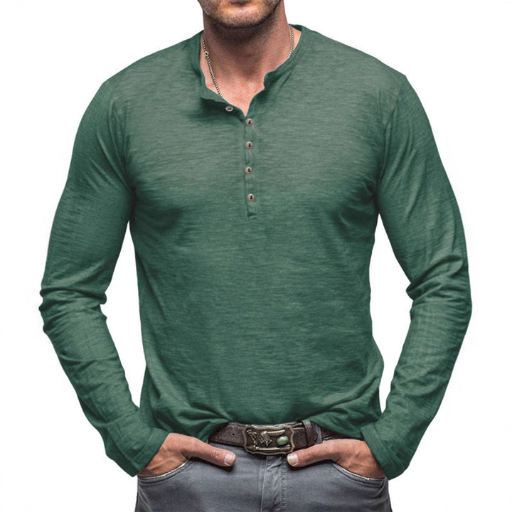 Men's Long Sleeve Shirt with Button Placket Lisslune