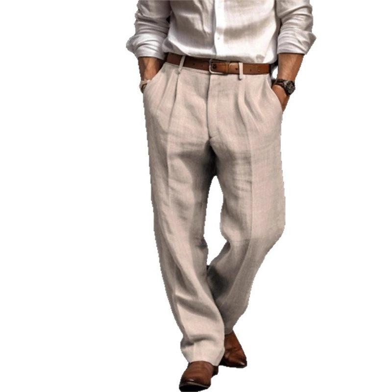 Men's elegant linen trousers with a relaxed fit and practical pockets Lisslune