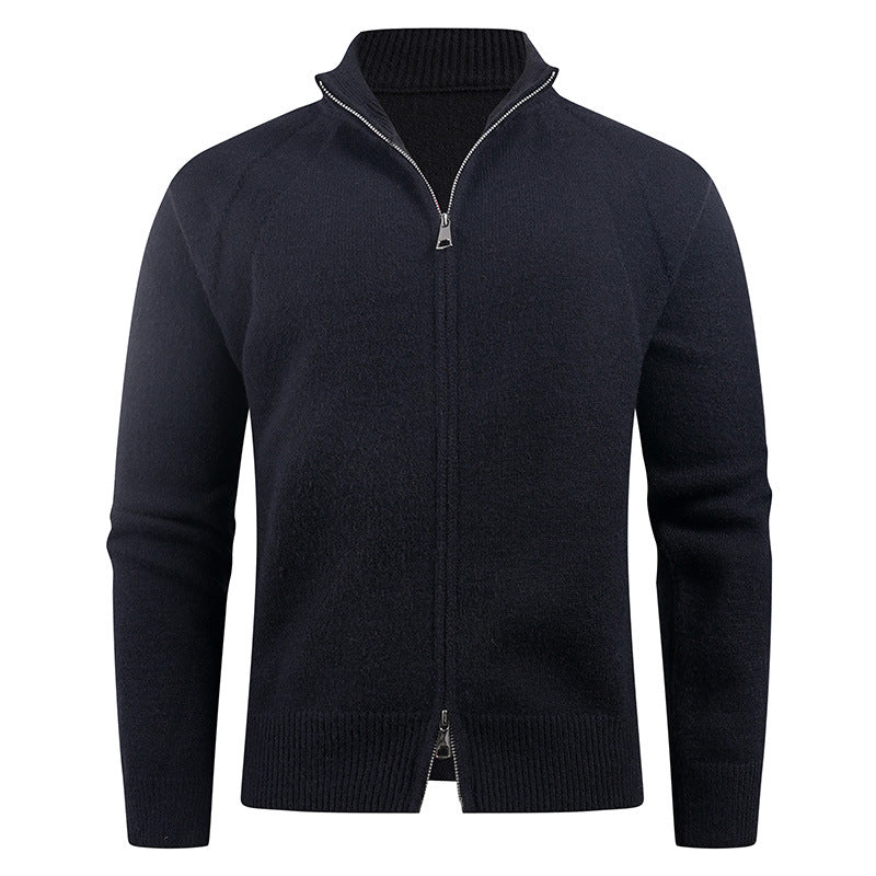 Men's high-quality cardigan with modern zipper and raised collar Lisslune