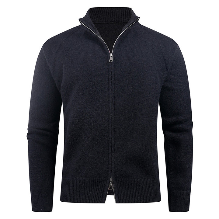 Men's high-quality cardigan with modern zipper and raised collar Lisslune