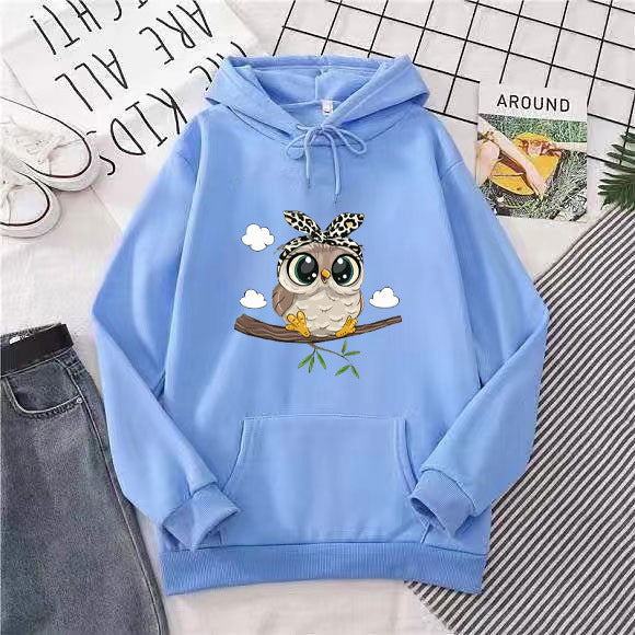 Women's hooded sweatshirt with cute owl motif Lisslune