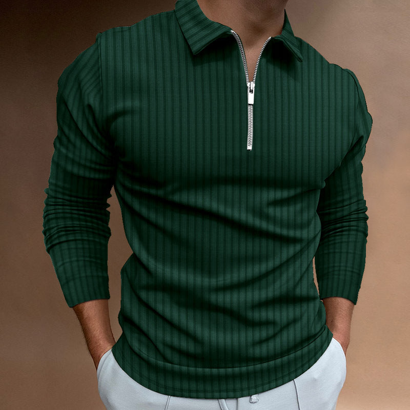 Men's Long Sleeve Polo Shirt with Zipper Lisslune
