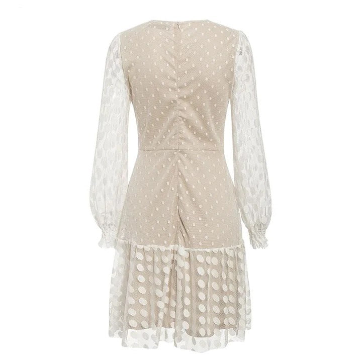 Ladies airy dress with transparent inserts and ruffle hem Lisslune