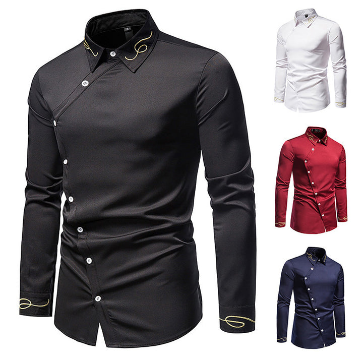 Men's Elegant Long Sleeve Shirt with Decorative Button Details Lisslune