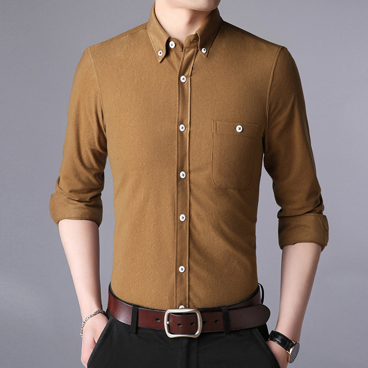 Men's long sleeve shirt with classic button-down collar Lisslune