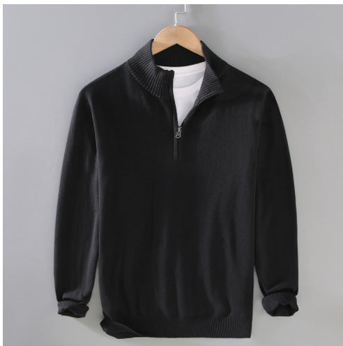 Men's comfortable pullover with modern stand-up collar and discreet zipper opening Lisslune