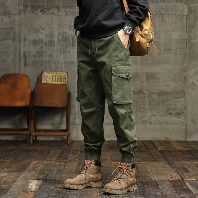 Men's cargo pants with elastic waistband and practical side pockets Lisslune