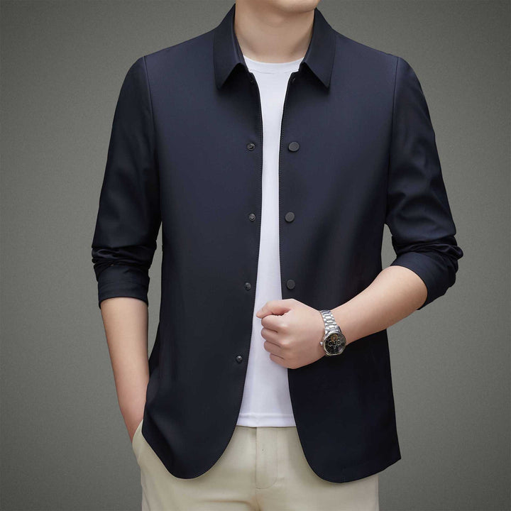 Men's Fashionable Transition Jacket with Breathable Fabric and Practical Snap Button Closure Lisslune