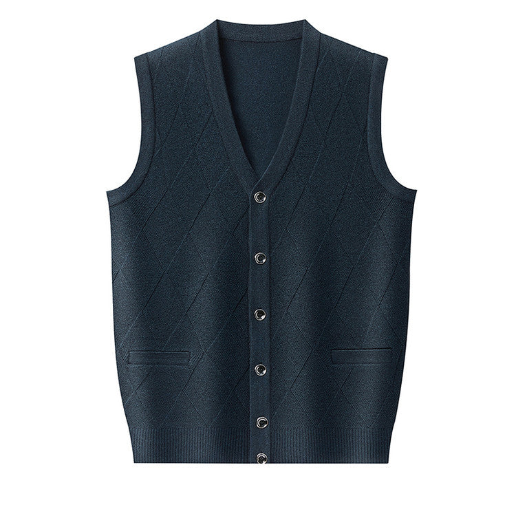 Men's knit vest with V-neck and classic diamond pattern Lisslune
