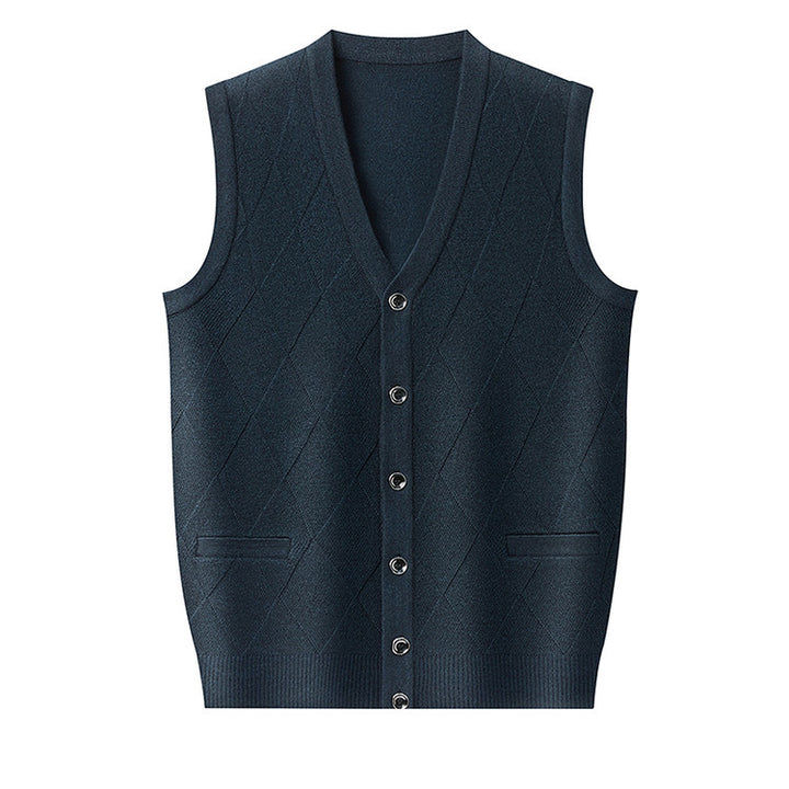 Men's knit vest with V-neck and classic diamond pattern Lisslune