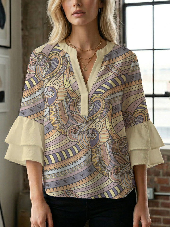 Women's flower creation with voluminous ruffled sleeves Lisslune