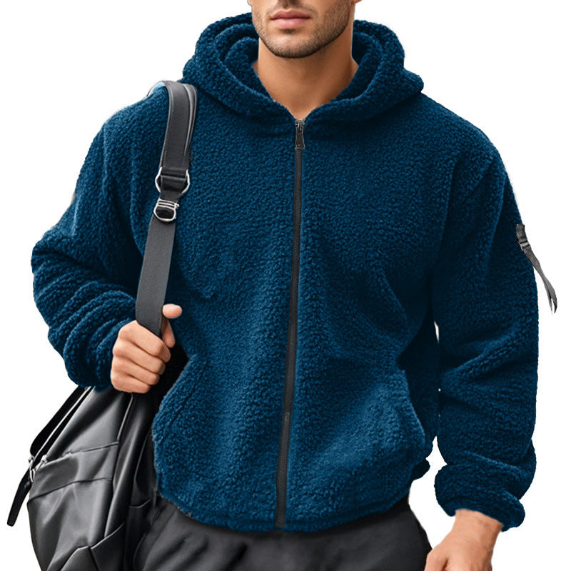 Men's fleece hooded sweatshirt with ergonomic cut and practical zip pockets Lisslune