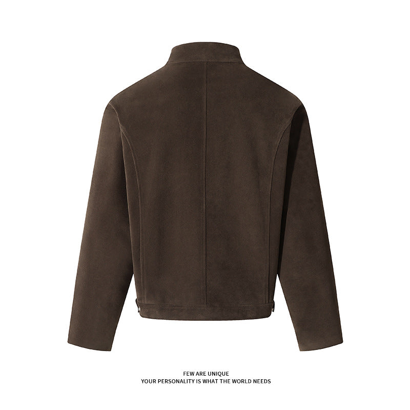 Men's leisure jacket made of soft synthetic leather with practical collar and zipper Lisslune