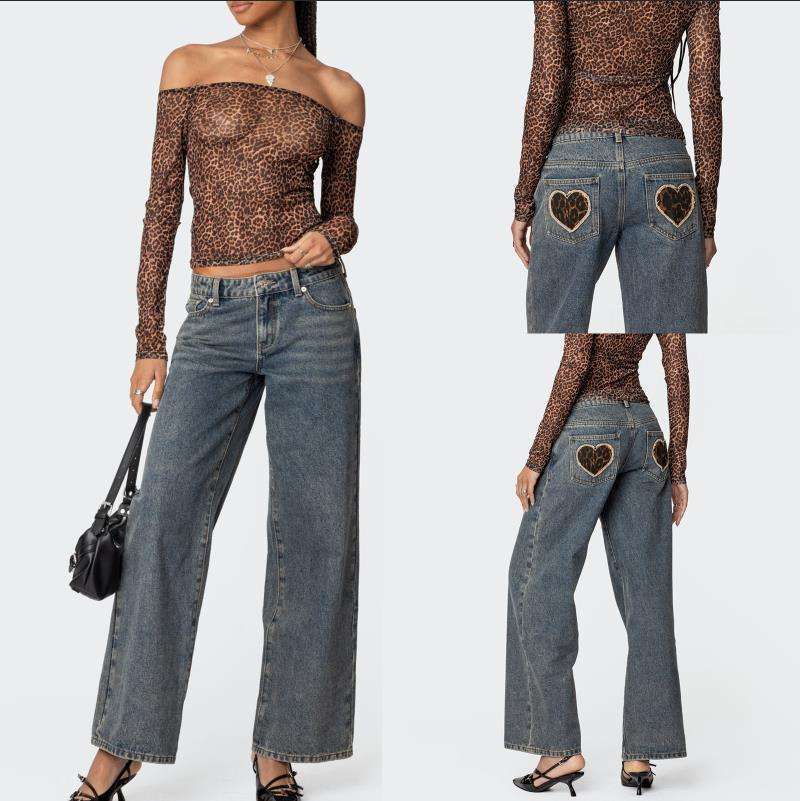 Women's Off-Shoulder Long Sleeve Shirt with Leopard Print Lisslune