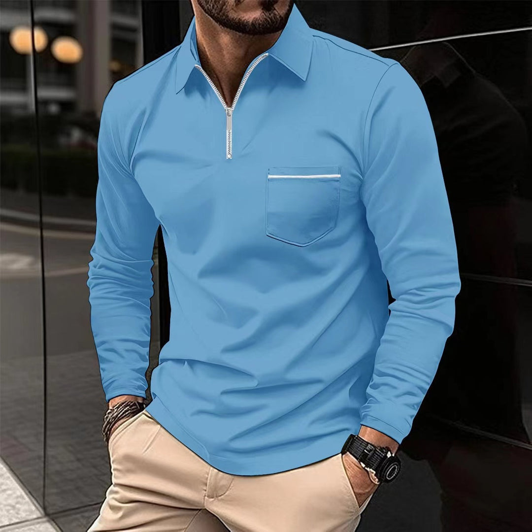 Men's long-sleeve shirt with zipper and chest pocket Lisslune