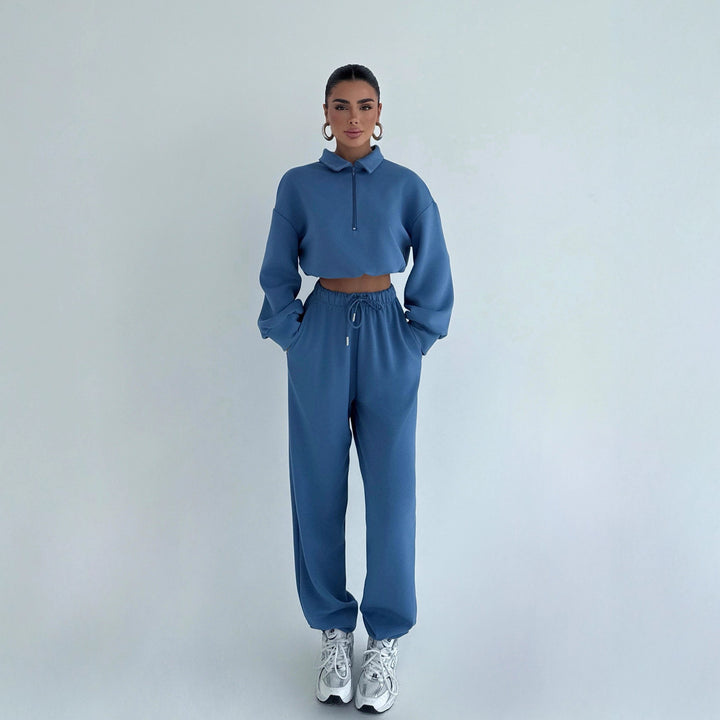 Women's sporty crop sweater and jogger set Lisslune