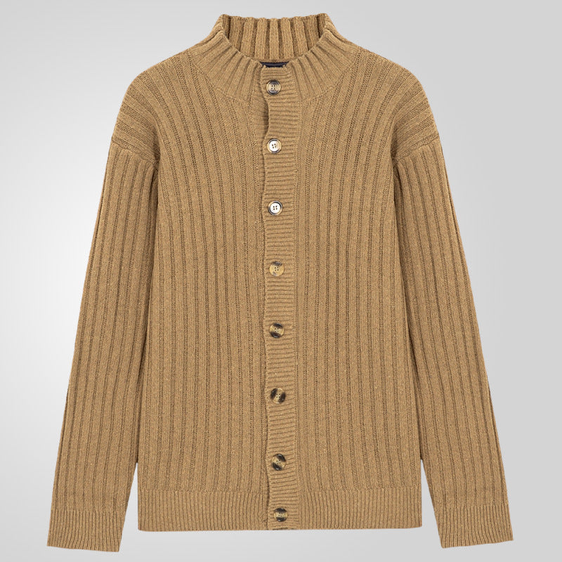 Men's cardigan with clear ribbed pattern and comfortable stand-up collar Lisslune