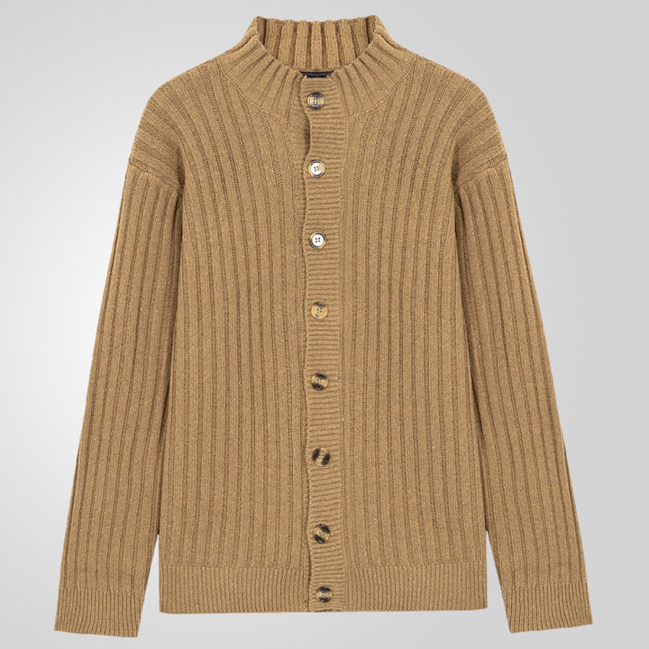 Men's cardigan with clear ribbed pattern and comfortable stand-up collar Lisslune