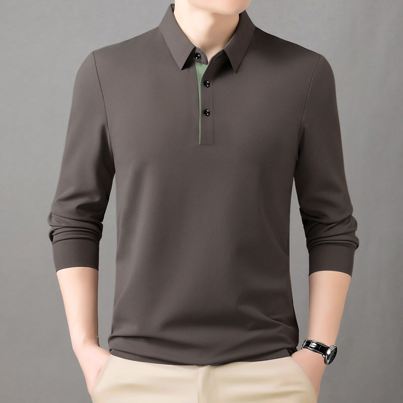 Men's comfortable long-sleeve polo shirt with elegant collar Lisslune
