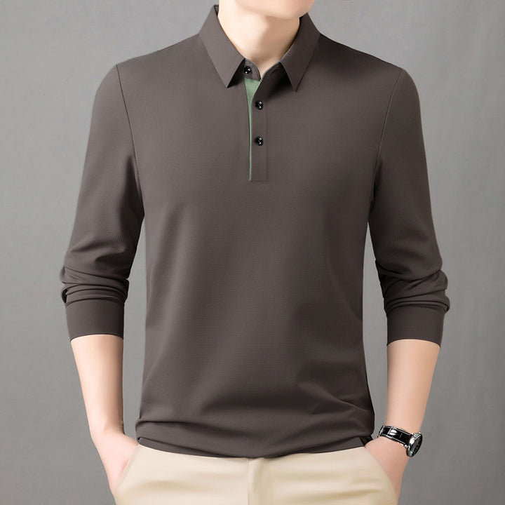 Men's comfortable long-sleeve polo shirt with elegant collar Lisslune
