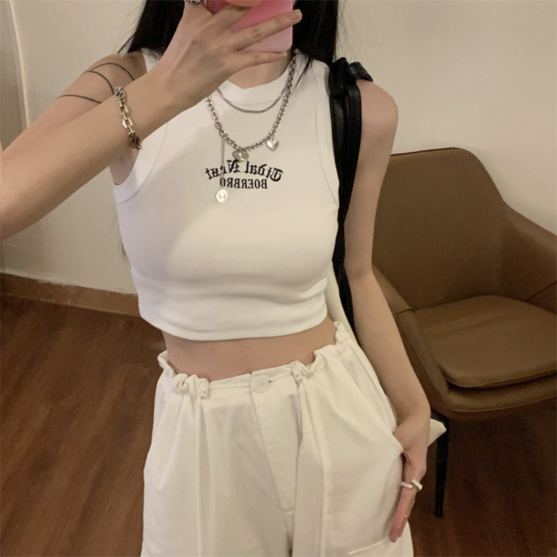Women’s Crop Top with High Collar and Subtle Logo Lisslune