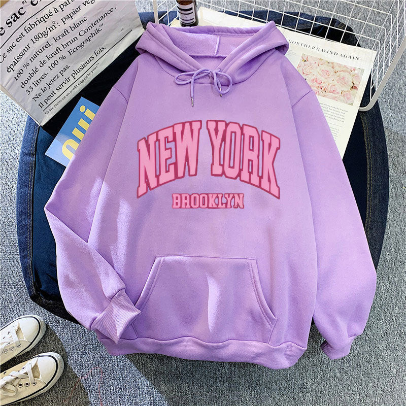 Women's hoodie with trendy New York Brooklyn print Lisslune