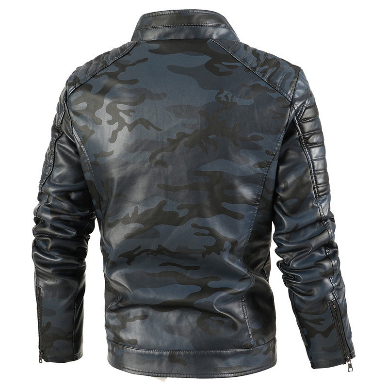 Men's Stylish Camouflage Leather Jacket Lisslune