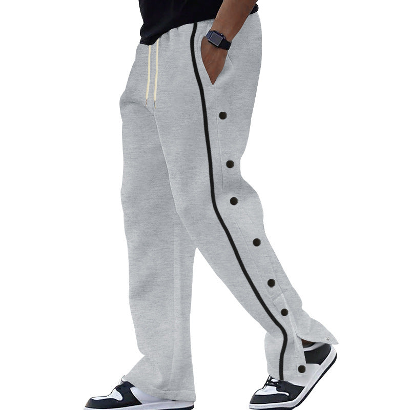 Men's Sporty Training Pants with Side Snap Button Details Lisslune