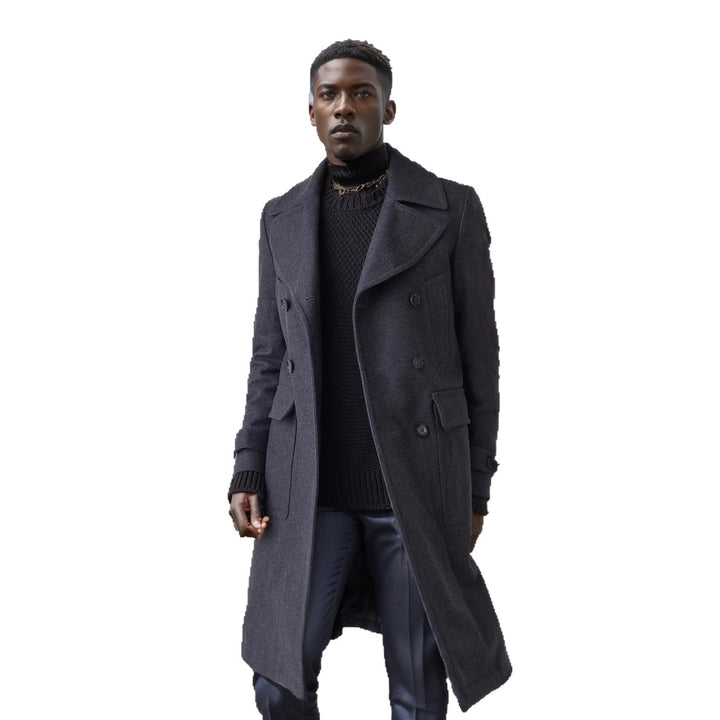 Men's elegant double-breasted overcoat made of high-quality material Lisslune