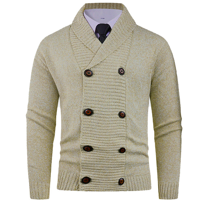 Men's cardigan with double button placket and fine texture Lisslune